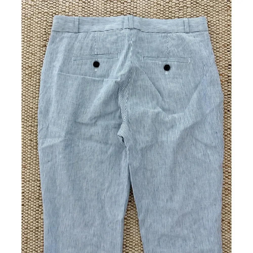 Banana Republic Avery Seersucker Pants Womens 4 Blue White Stripe Ankle Preppy